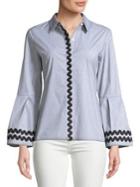 Imnyc Isaac Mizrahi Button-down Bell Sleeve Top