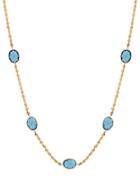 Lord & Taylor Blue Topaz And 14k Yellow Gold Necklace