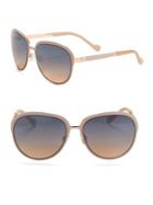 Jessica Simpson 60mm Bridge Bar Aviator Sunglasses