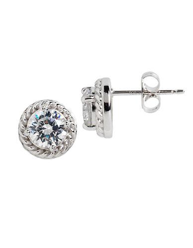 Lord & Taylor Sterling Silver And Cubic Zirconia Braided Stud Earrings