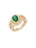 Effy Diamond Emerald 14k Yellow Gold Oval Ring