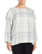 Vince Camuto Plus Checkered Bell-sleeve Blouse