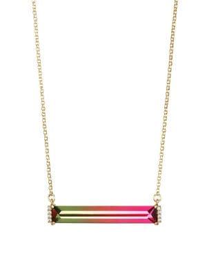 Kate Spade New York Mini 12k Yellow Goldplated, Ombre Glass & Cubic Zirconia Geometric Pendant Necklace