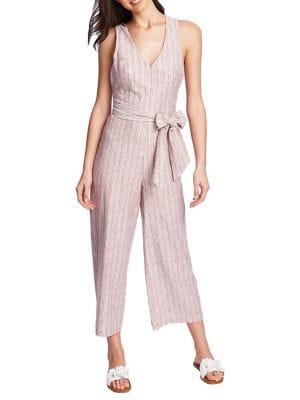 1.state Striped V-neck Tie Waist Jumpsuit