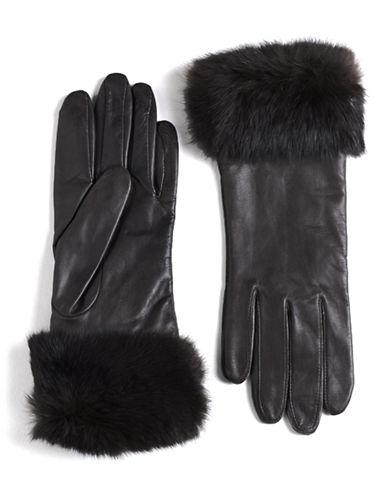 Lord & Taylor Leather Rabbit Fur-cuff Gloves