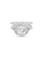 Lord & Taylor Rhodium-plated Sterling Silver And Cubic Zirconia Engagement And Wedding Band Two-piece Ring Set