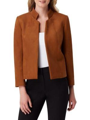 Tahari Arthur S. Levine Faux-suede Stand Collar Jacket