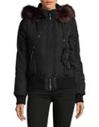Vince Camuto Down-filled Snap Faux Fur Bomber Coat