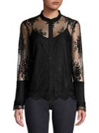 Imnyc Isaac Mizrahi Floral Lace Embroidered Top