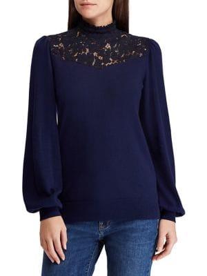 Lauren Ralph Lauren Lace-yoke Stretch Cotton Top
