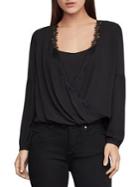 Bcbgmaxazria Lace-trimmed Faux Wrap Top