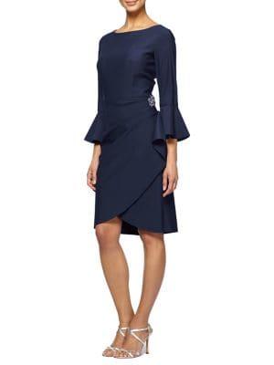 Alex Evenings Bell-sleeve Sheath Dress