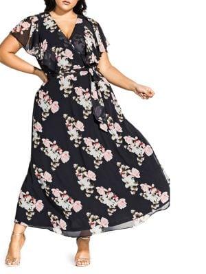 City Chic Plus Sacred Lotus Maxi Dress