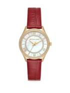 Michael Kors Lauryn Three-hand Mother-of-pearl Leather Watch