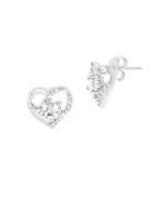 Lord & Taylor Heart Swirl Forever Together Cubic Zirconia & Sterling Silver Earrings