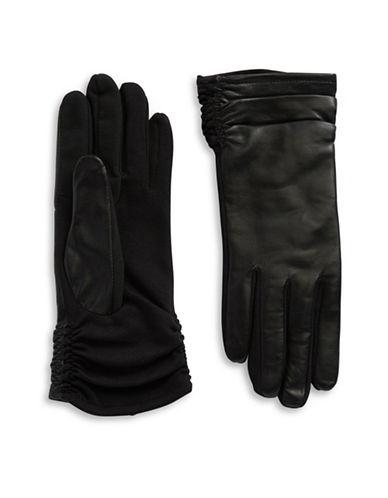 Lord & Taylor Ruched Leather Tech Gloves