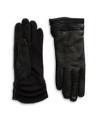 Lord & Taylor Ruched Leather Tech Gloves