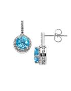 Lord & Taylor Sterling Silver Blue And White Topaz Earrings