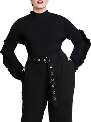 Rachel Rachel Roy Plus Callum Back-tie Ruffle Turtleneck