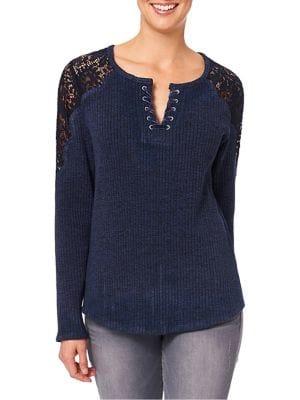 Democracy Long-sleeve Lace-up Top