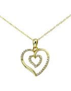 Lord & Taylor Sterling Silver And Cubic Zirconia Heart Pendant Necklace