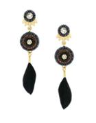 Jessica Simpson Feather Boho Crystal Bead Drop Earrings