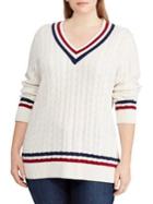 Lauren Ralph Lauren Plus Striped Cable-knit Sweater
