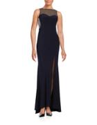 Betsy & Adam Illusion Neck Gown