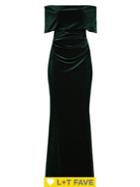 Vince Camuto Off-the-shoulder Velvet Ruched Gown