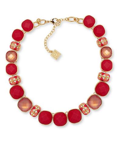 Anne Klein Epoxy Stone Goldtone Collar Necklace