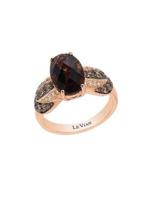 Levian Chocolate Quartz, Vanilla Diamond, Chocolate Diamond And 14k Rose Gold Ring