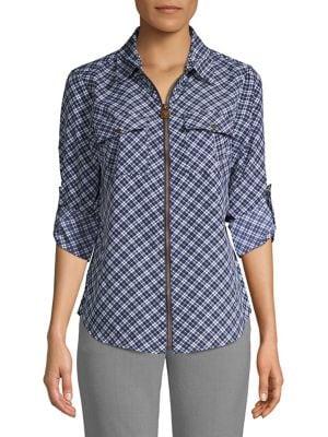 Michael Michael Kors Plaid Full-zip Top