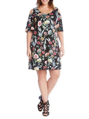 Karen Kane Floral Cold-shoulder Shift Dress