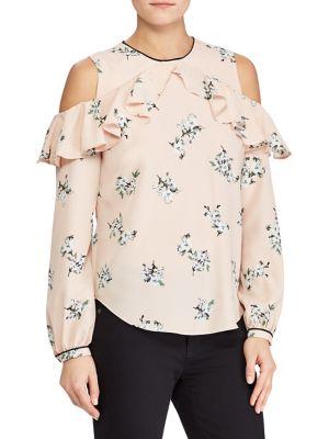 Lauren Ralph Lauren Cold-shoulder Ruffled Floral Top