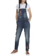 Driftwood Floral Embroidered Denim Overalls