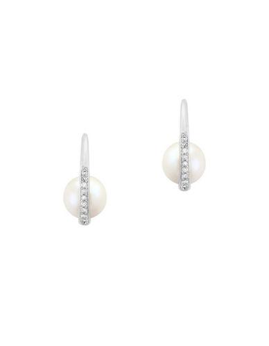 Effy Diamond, 14k White Gold And Freshwater Pearl Earrings