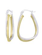 Lord & Taylor 18kt. Gold And Sterling Silver Angular Hoop Earrings