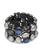 Stein And Blye Faux Pearl & Crystal Stretch Bracelet