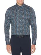 Perry Ellis Floral Paisley Print Stretch Long Sleeve Button-down Shirt