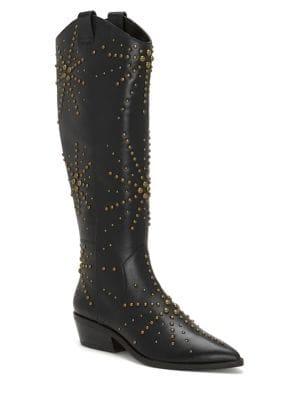 1.state Sabylla Studded Leather Cowboy Boots