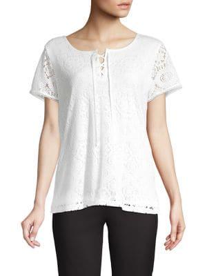 Karl Lagerfeld Paris Lace Knit Top