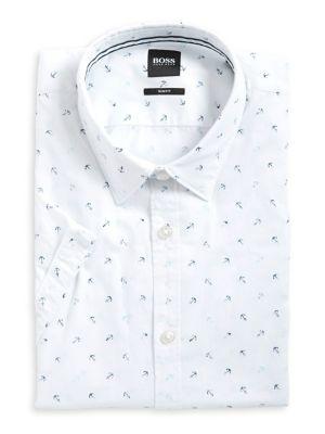 Hugo Boss Ronn Printed Cotton Button-down Shirt