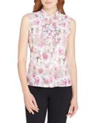 Tahari Arthur S. Levine Frilled Floral Blouse