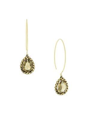 Etienne Aigner Goldtone And Glass Quartz Thread Drop Earrings