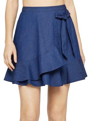 Bcbgeneration Faux-wrap Denim Mini Skirt
