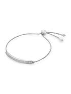 Michael Kors Sterling Silver And Cubic Zirconia Pave Plaque Slider Bracelet