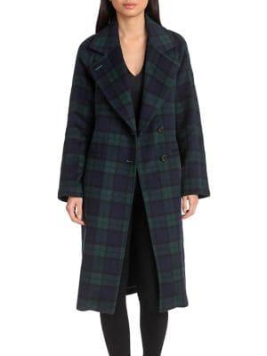 Avec Les Filles Double Face Plaid Raglan-sleeve Coat