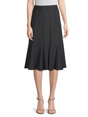 Elie Tahari Oakley Pinstripe Godet Pleat Skirt