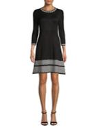 Eliza J Diamond-shaped Trim A-line Dress