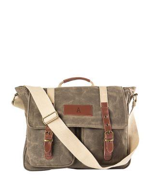 Cathy's Concepts Mens Waxed Canvas And Leather Messenger Bag